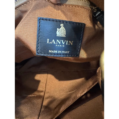 Lanvin Paris Leather Bow Accent Hobo Bag Cream Black Gold Hardware