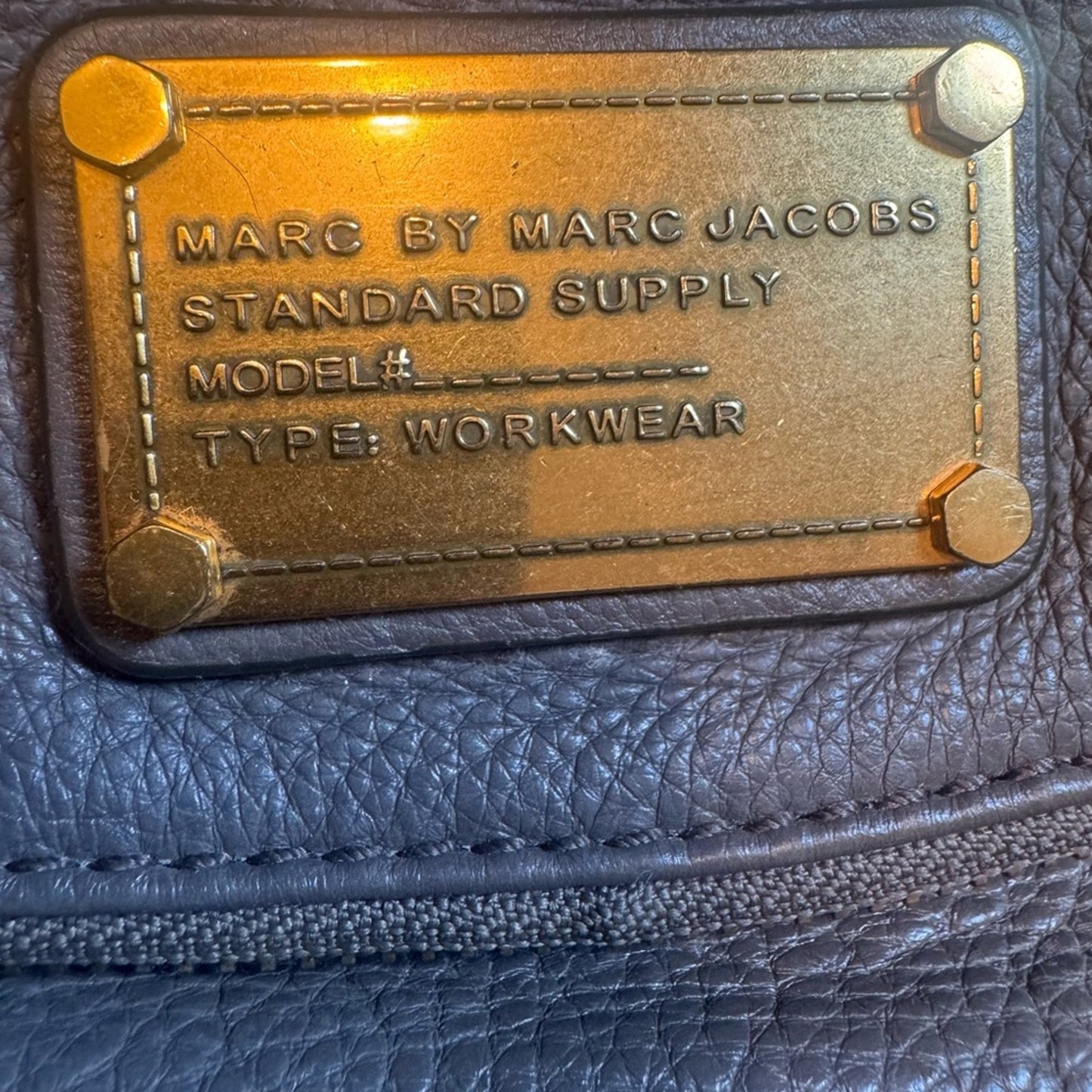 Marc Jacobs Grey  Leather Shoulder Bag with Gold Accents