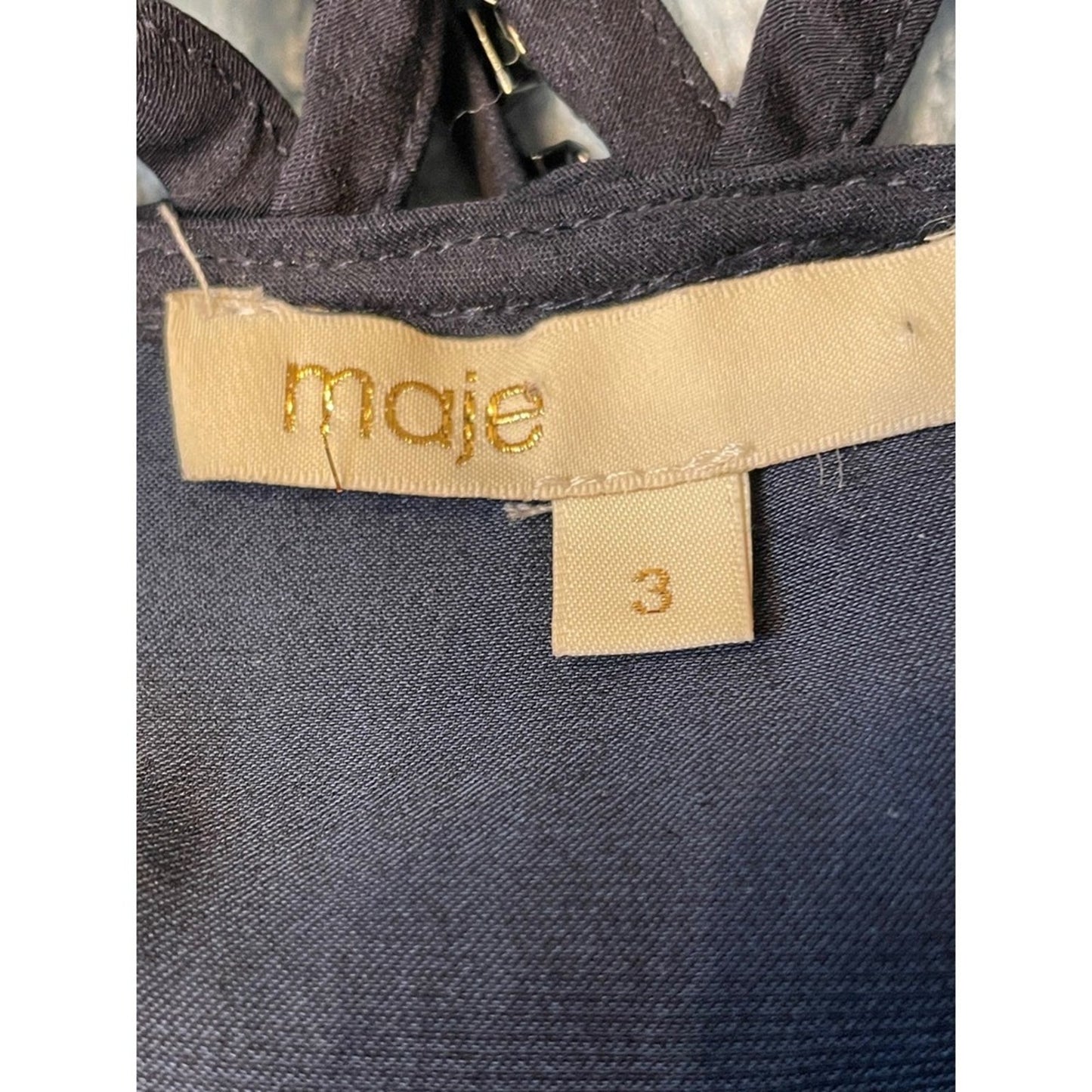 Maje E19RANILA MARINE Embellished Strappy Dress Navy Blue Size 3 USA M
