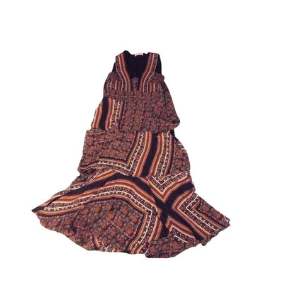 ALC Silk Maxi Dress Bohemian Paisley Print Sleeveless V Neck Size 10