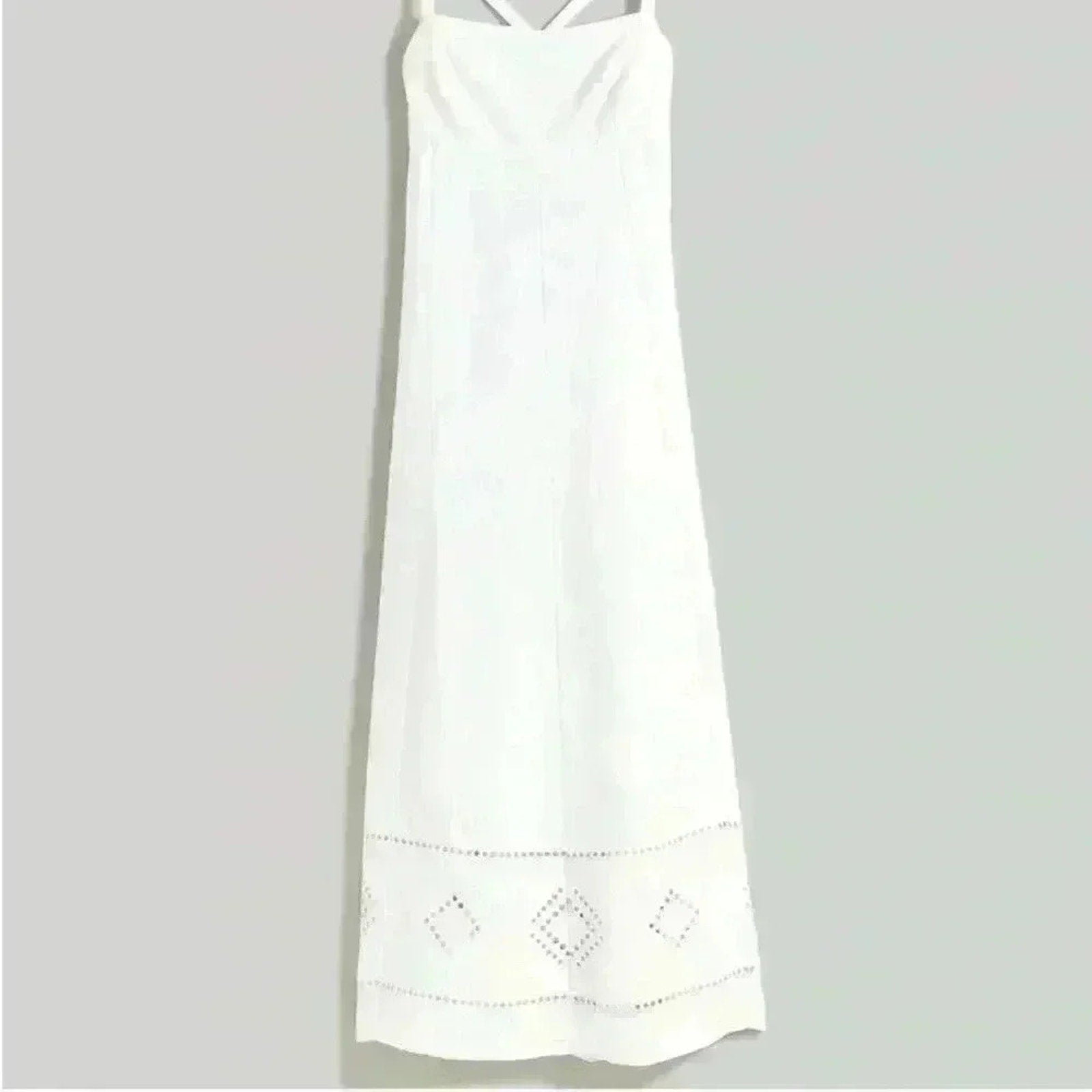 Madewell eyelet white Embroidered Eyelet Tie-Back Cami Midi Dress
