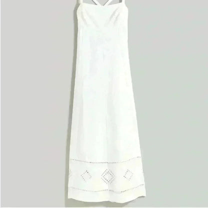 Madewell eyelet white Embroidered Eyelet Tie-Back Cami Midi Dress