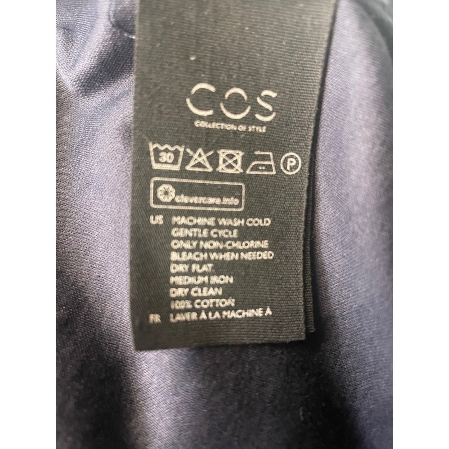 COS Asymmetrical Drape Twist Long Sleeve Top Navy Blue Size M NWT