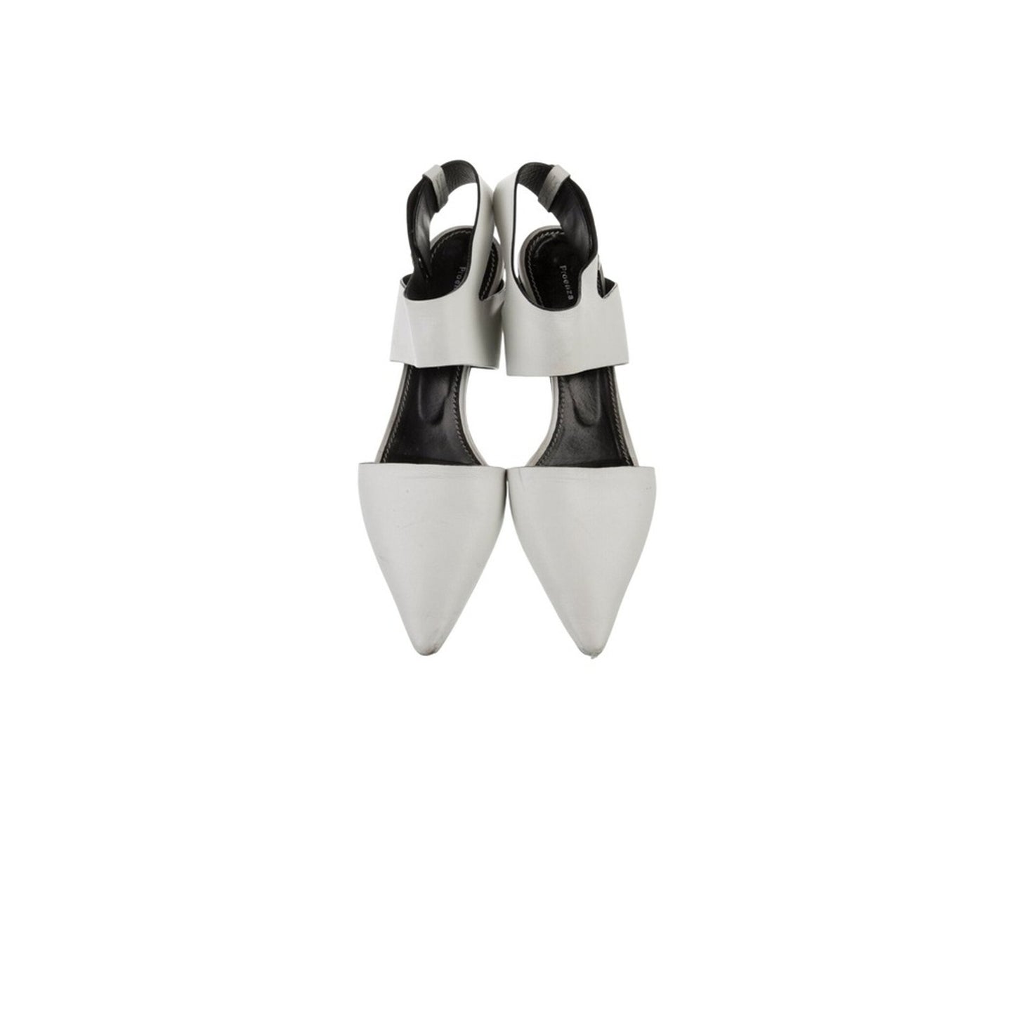 Proenza Schouler White Leather Ankle Strap Block Heel Mules Pointed Toe size 7