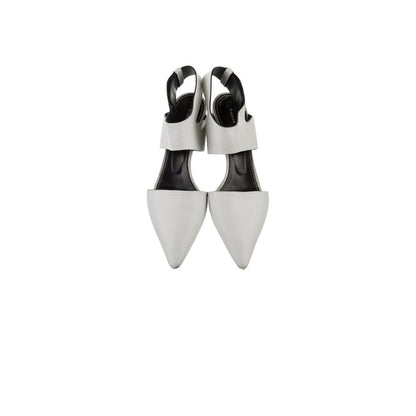 Proenza Schouler White Leather Ankle Strap Block Heel Mules Pointed Toe size 7
