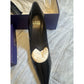 Stuart Weitzman Black Patent Leather Gold Heel Pumps Size 8.5N
