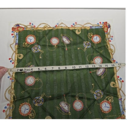 Roberta di Camerino Scarf Pocket Square Watch Chain Design Green Silk Blend