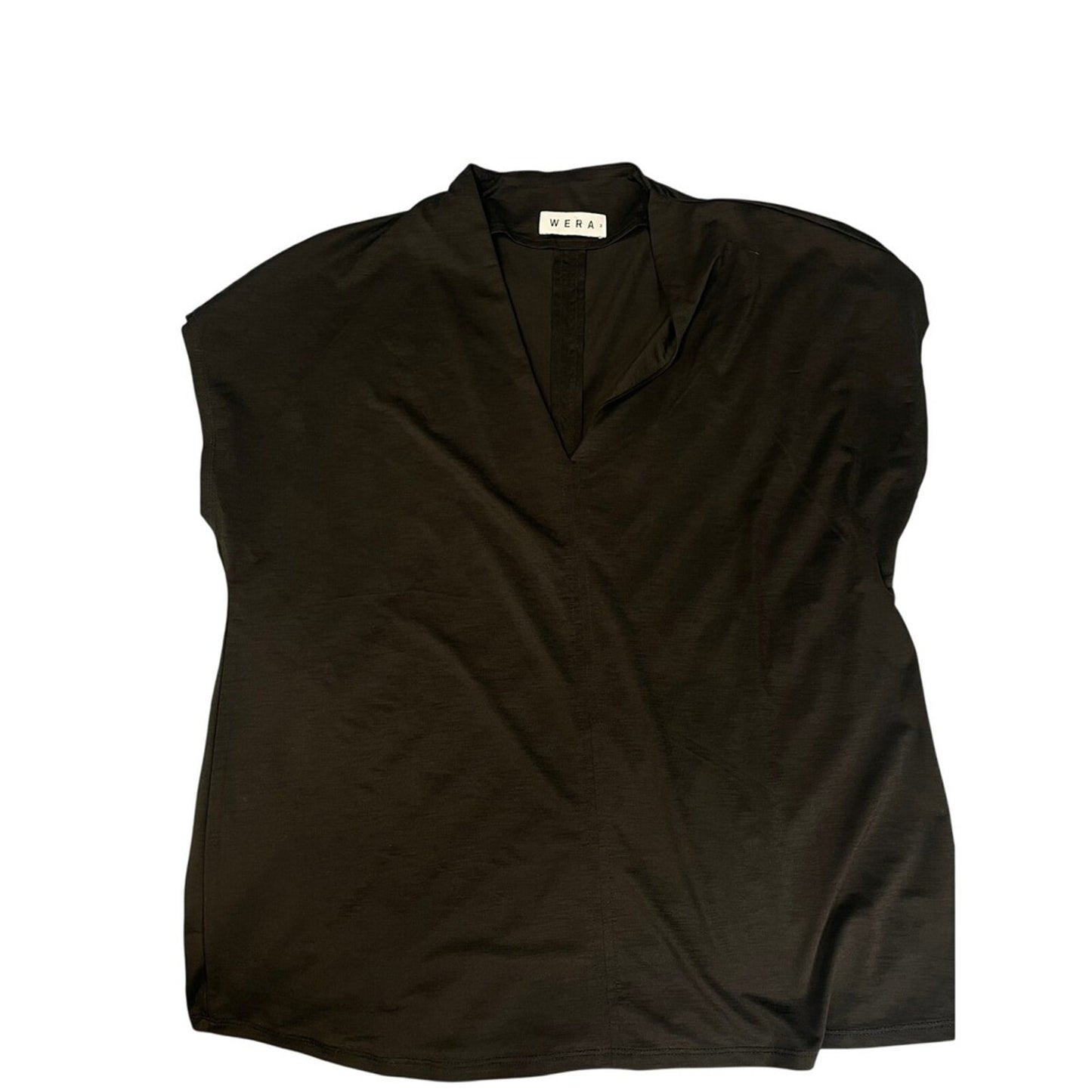 WERA Madison Black V-Neck Cap Sleeve Top Shirt Womens Size M