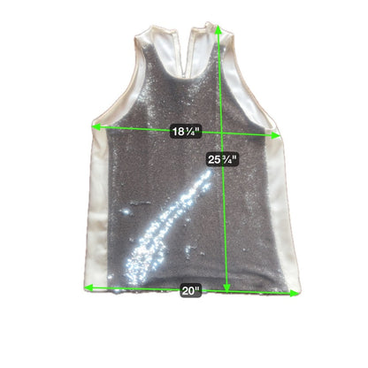 Maje Paris Silver Sequin Top with Satin Sides — Size 3 (US 8–10)