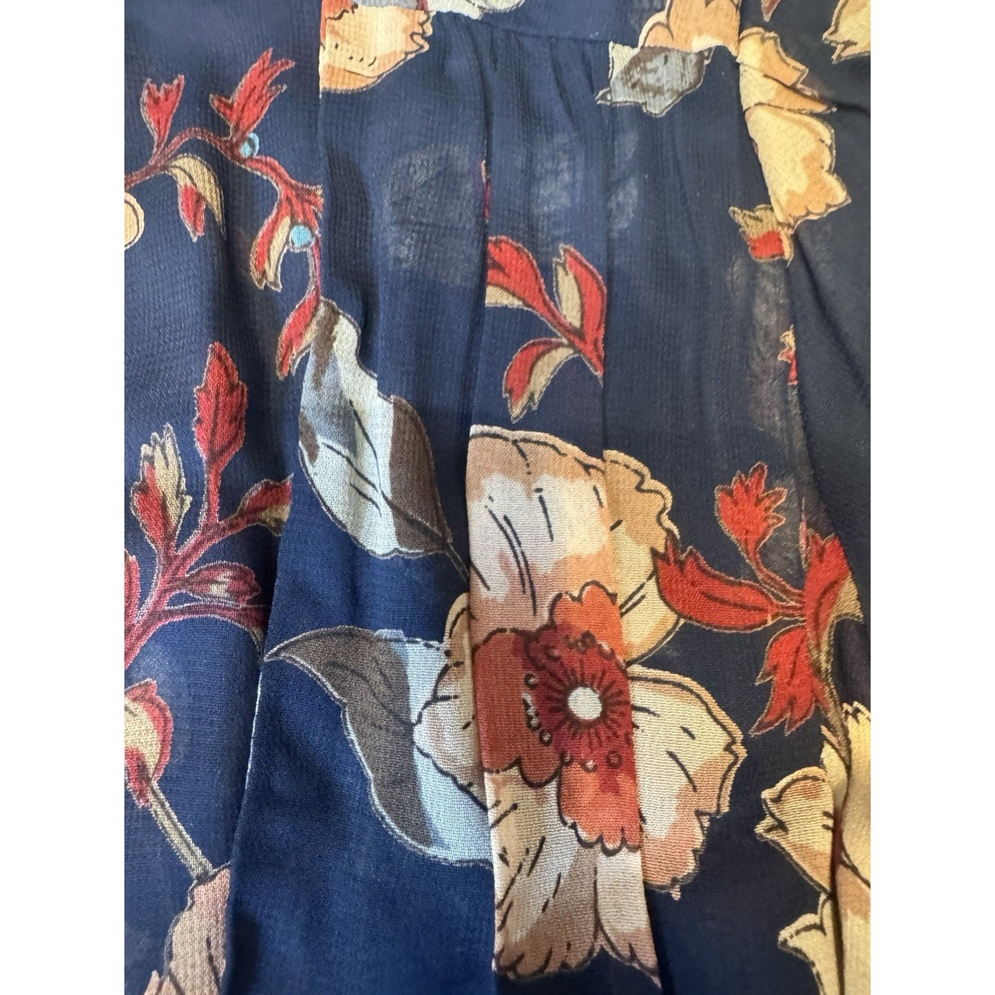 Reformation Floral Wrap Mini Dress Navy Orange Cream Flowers Women’s Size Small