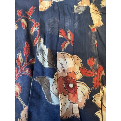Reformation Floral Wrap Mini Dress Navy Orange Cream Flowers Women’s Size Small