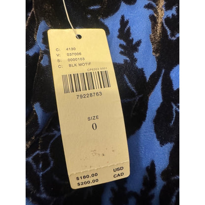 Anthropologie "BLK MOTIF" Velvet Burnout Mock Neck Bell Sleeve Dress Size 0