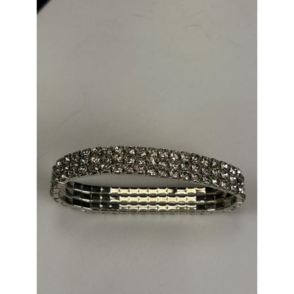 Rhinestone Stretch Bangle Bracelet Gold Tone Silver Tone