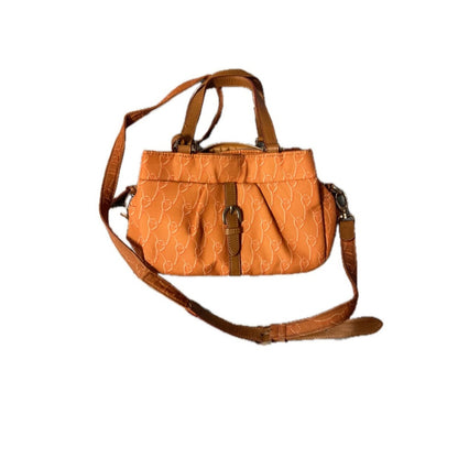 Roberta  di Camerino Orange Heart Pattern Satchel Handbag Purse Shoulder Bag