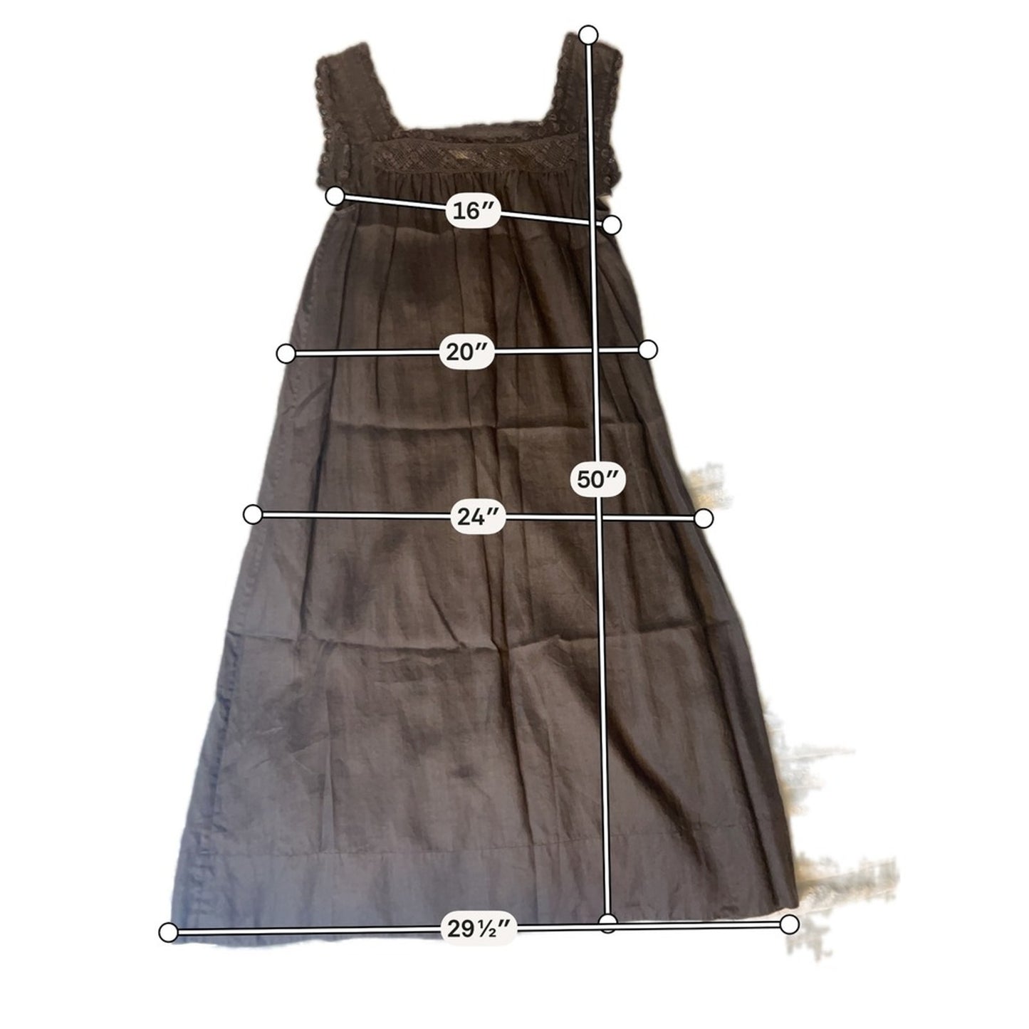 DÔEN Black Lace Trim Maxi Dress – S (USA)