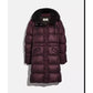 Coach Long Down Puffer Coat Womens Burgundy Quilted Outerwear