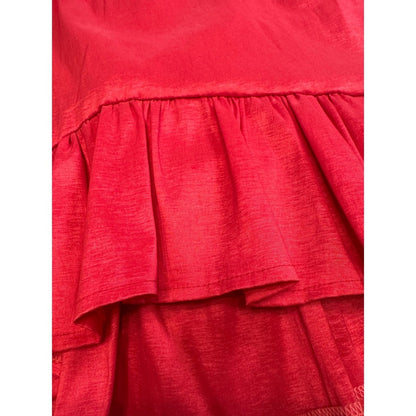 IRA Hot Pink Two Piece Set Puff Sleeve Crop Top Ruffle Hem Skirt Medium
