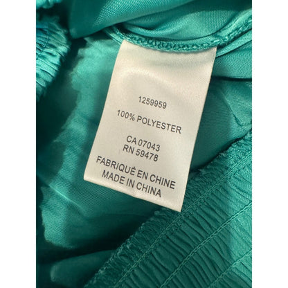 RACHEL Rachel Roy Emerald Green Ruched Elastic Waist V Neck Long Sleeve Blouse M