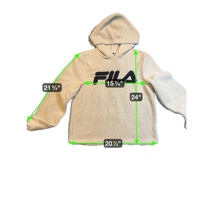 FILA Cream Sherpa Fleece Pullover Hoodie Sweatshirt Women's Medium
