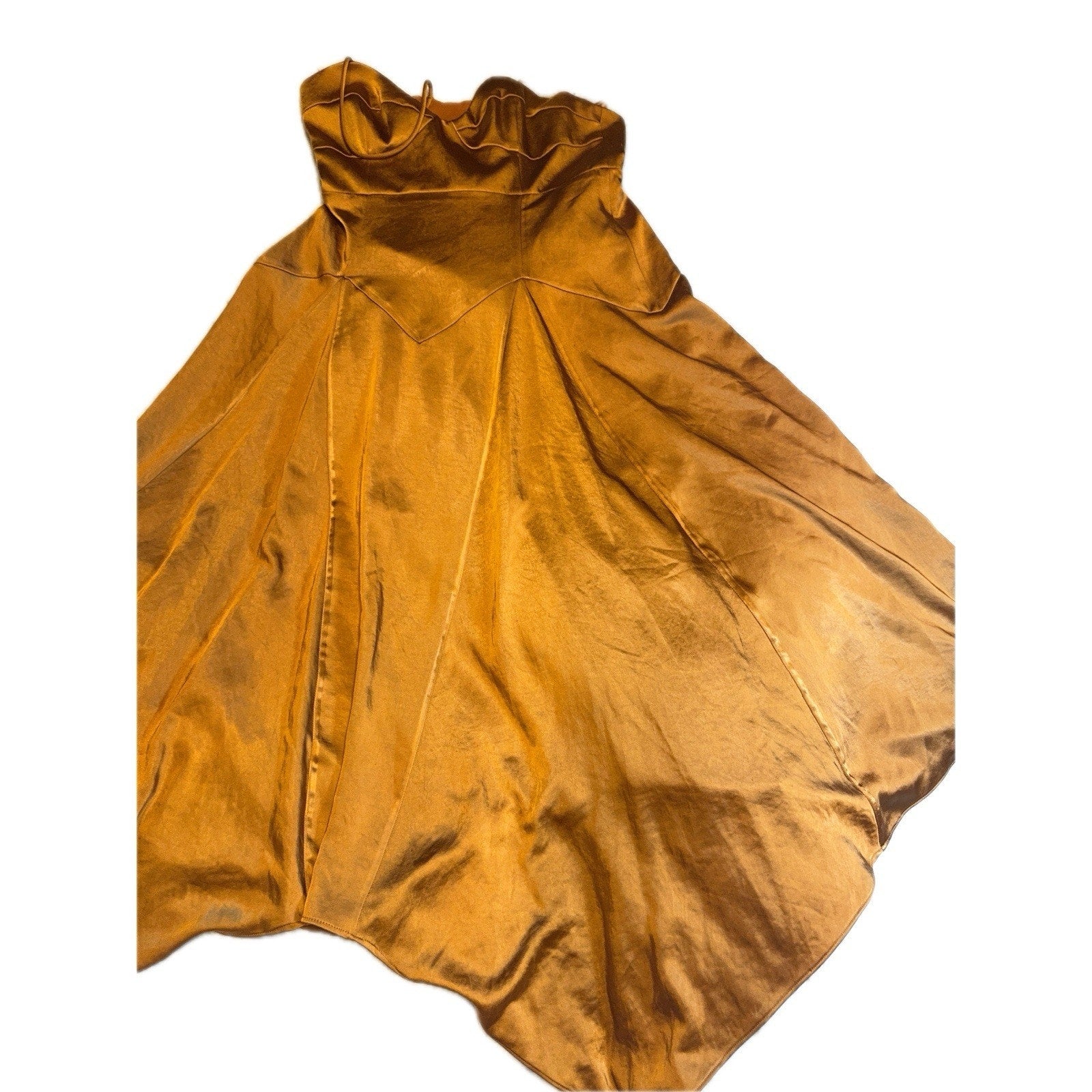 Free People x Fame and Partners Bronze Satin Slip Gown Dress Women’s Size 10