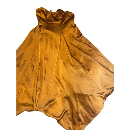 Free People x Fame and Partners Bronze Satin Slip Gown Dress Women’s Size 10