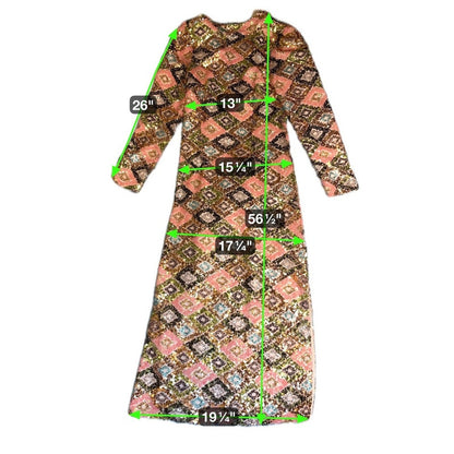 Ghost Spell Sequin Embellished Maxi Dress Geometric Print Long Sleeve XlL