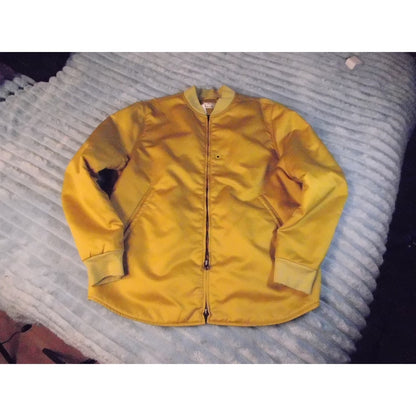 Acne Studios Bomber Jacket Yellow Satin Snap Button Mens Size Medium
