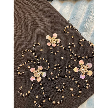 Sears Hong Kong Beaded Flower Embellished Black Wool Jacket Size Medium