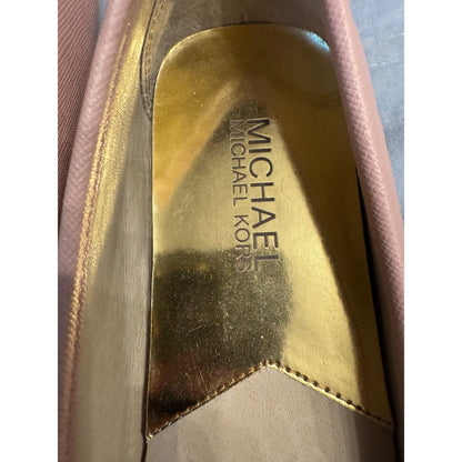 Michael Kors Pink Leather Ballet Flats MK Logo Slip On Loafers