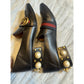 Gucci Marmont Pearl Heel Loafers Black Leather GG Web Stripe Size 37 (US 7)