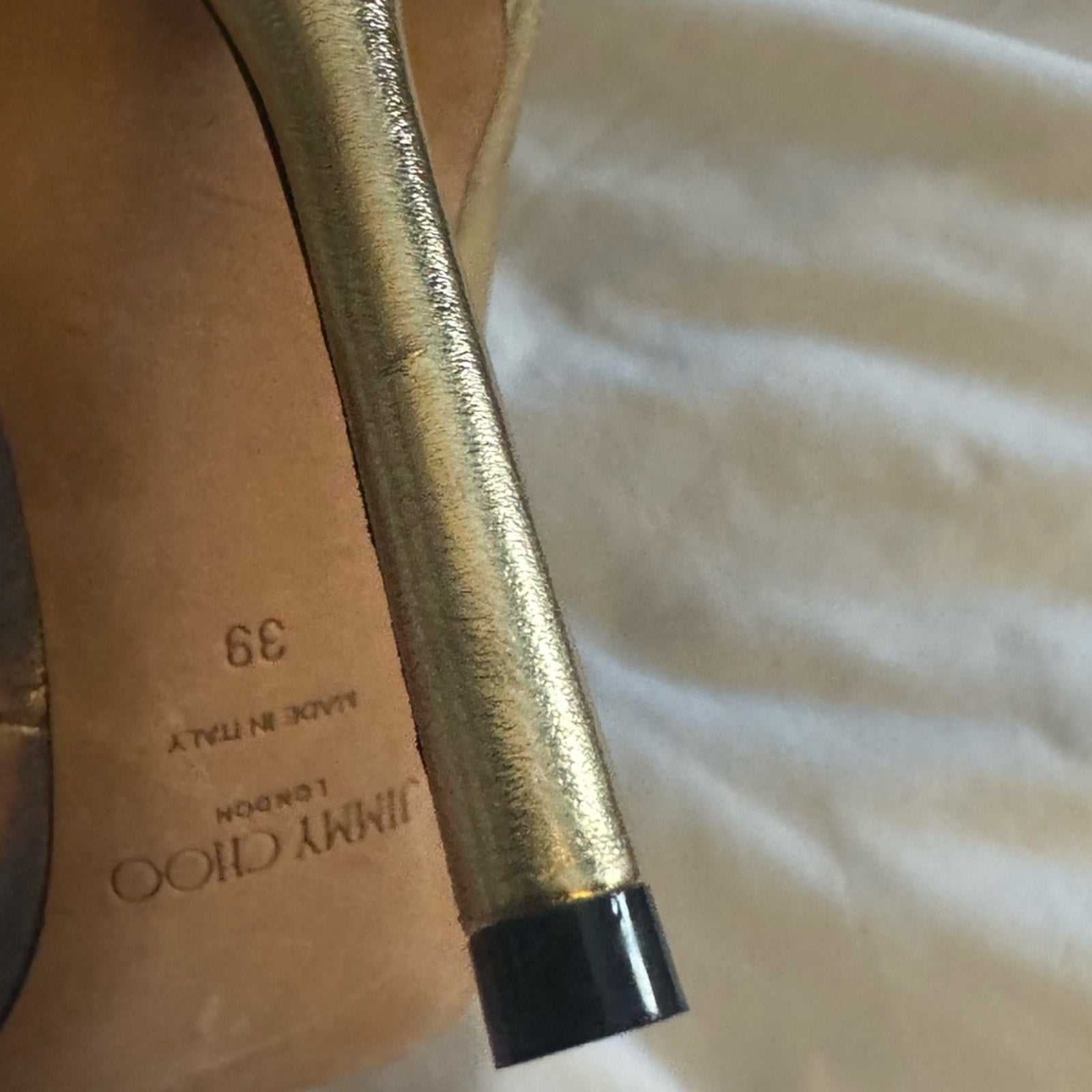 Jimmy Choo Black and Gold Stiletto Heeled Boots