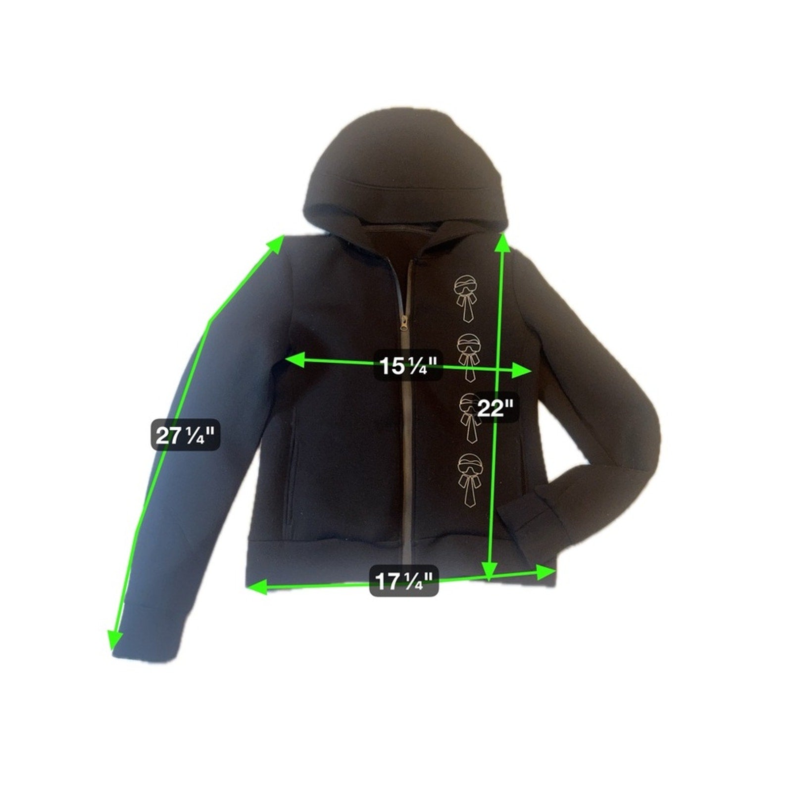 Fendi x Karl Lagerfeld Black Scuba Hoodie Jacket – Women’s Small