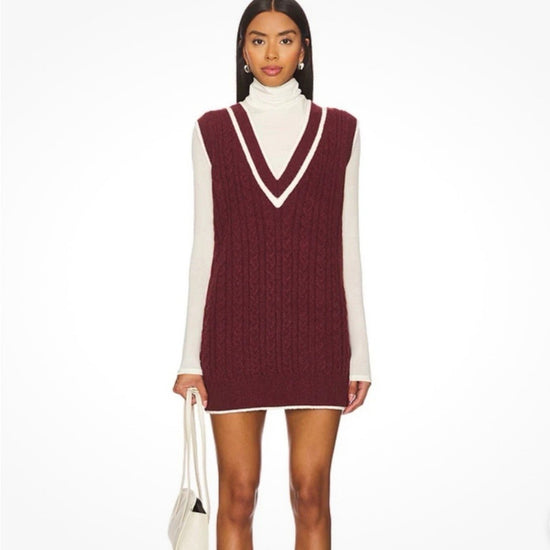Amanda Uprichard Burgundy and Cream Mini Dress