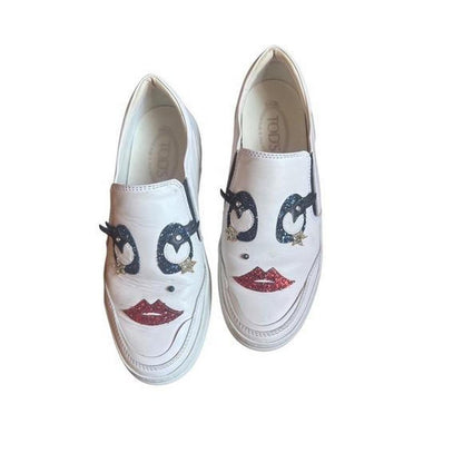 Tods white leather slip on