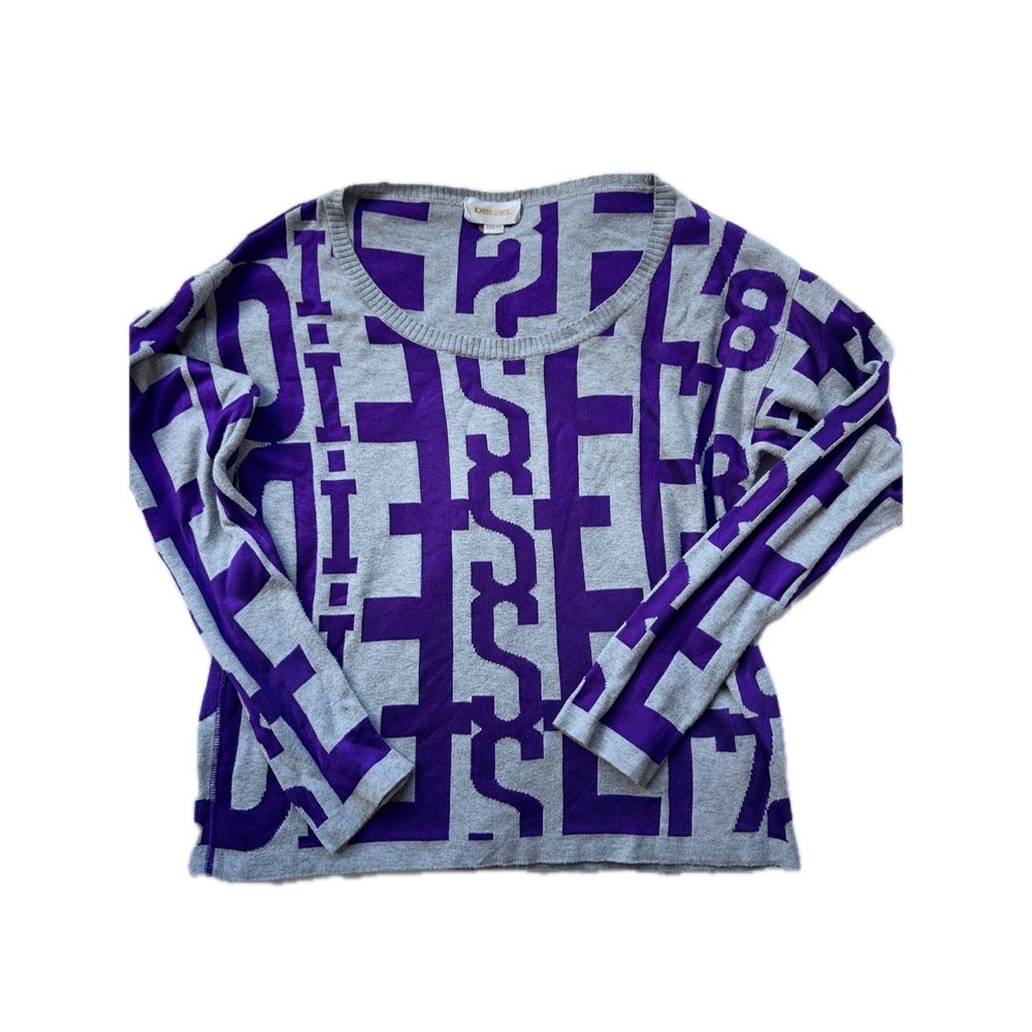 Diesel All Over Logo Print Long Sleeve Sweater Size XS
