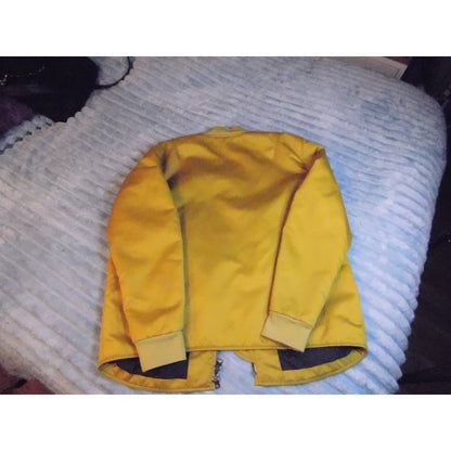 Acne Studios Bomber Jacket Yellow Satin Snap Button Mens Size Medium