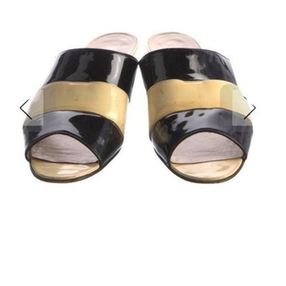 Salvatore Ferragamo Patent Leather Printed Slingback Heels Women's Size 7