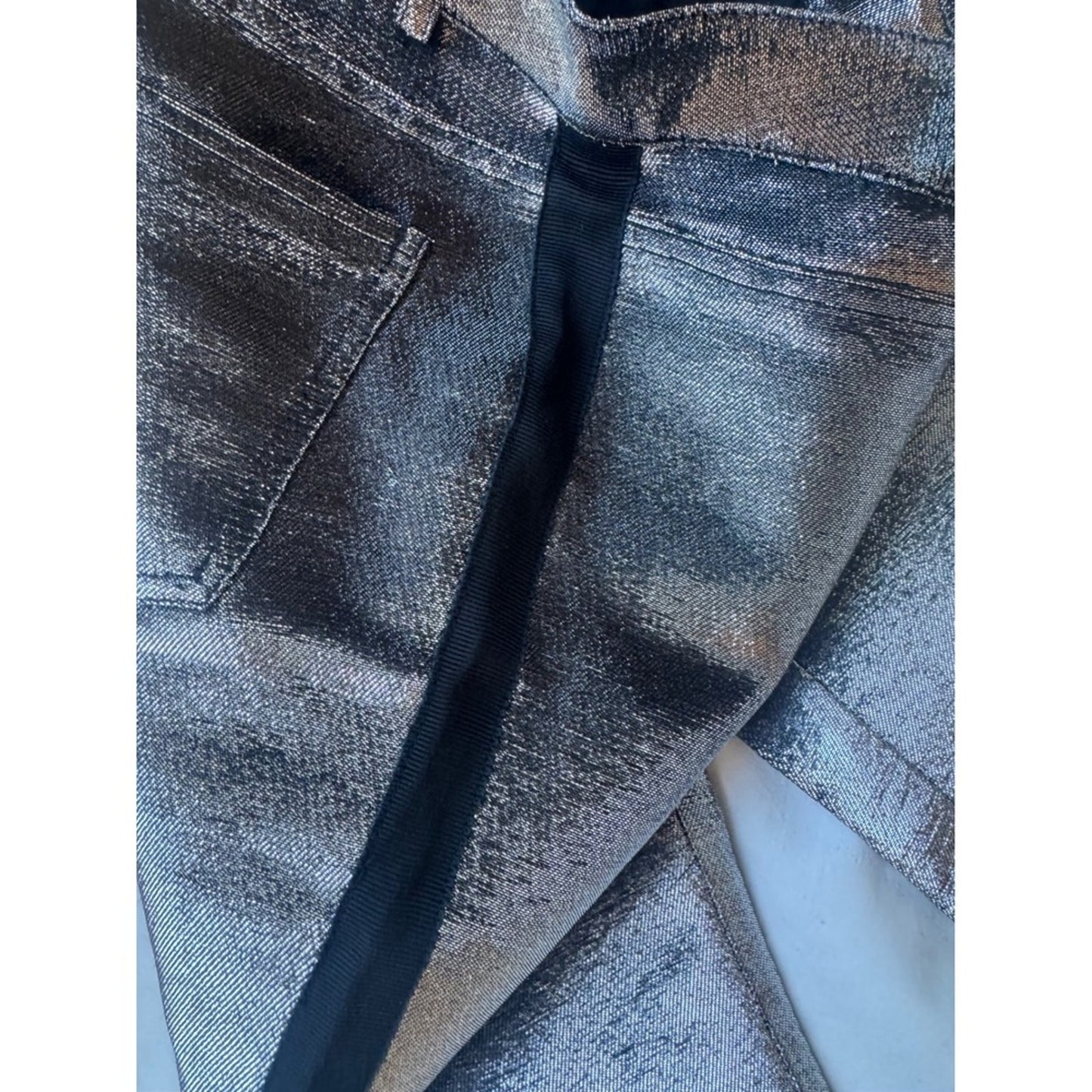Balmain Paris Metallic Silver Skinny Pants – Size 36 (Made in France) Size 4
