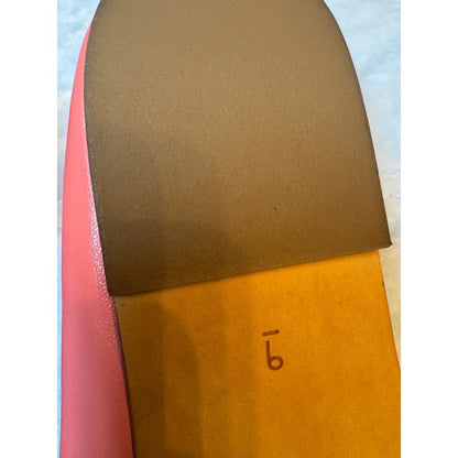 Sam Edelman Coral Pink Leather Ballet Flats Bow Accent Shoes Size 6