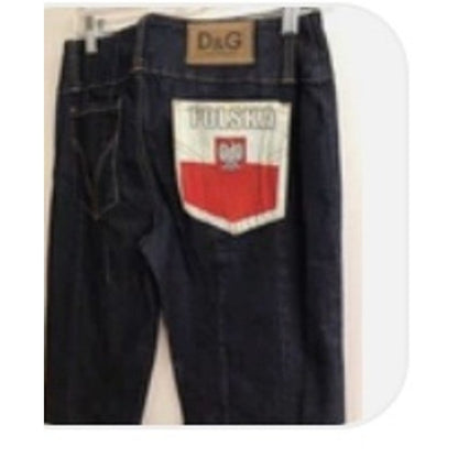 Dolce & Gabbana D&G Mens Polska Poland Flag Dark Wash High Waist Jeans Size 30