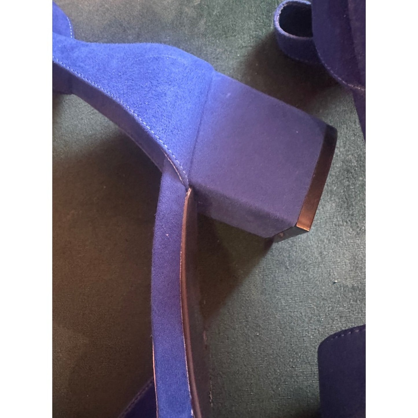 Dream Pairs Women's Blue Suede Pointed Toe Ankle Strap Block Heels Size 11