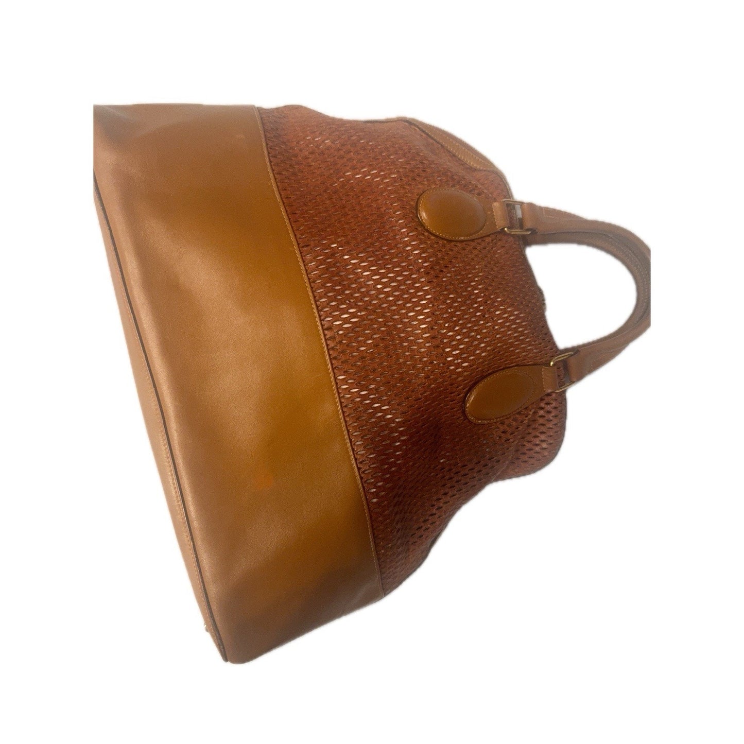 Chloé Brown Leather Perforated Satchel Tote Bag