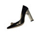 Dolce & Gabbana Pointed Toe Pumps Black Patent Leather Silver Heel Size 37