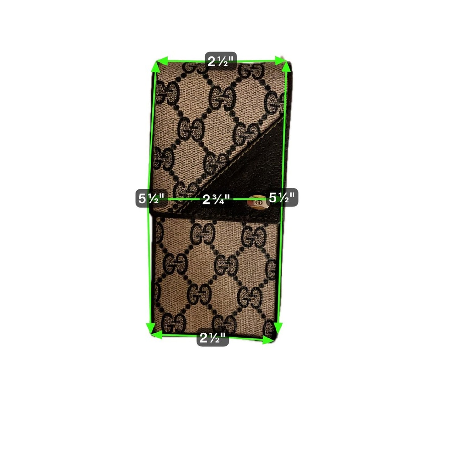 Gucci GG Monogram Canvas Leather Trim Card Holder Wallet Case Brown Beige