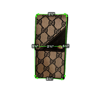 Gucci GG Monogram Canvas Leather Trim Card Holder Wallet Case Brown Beige