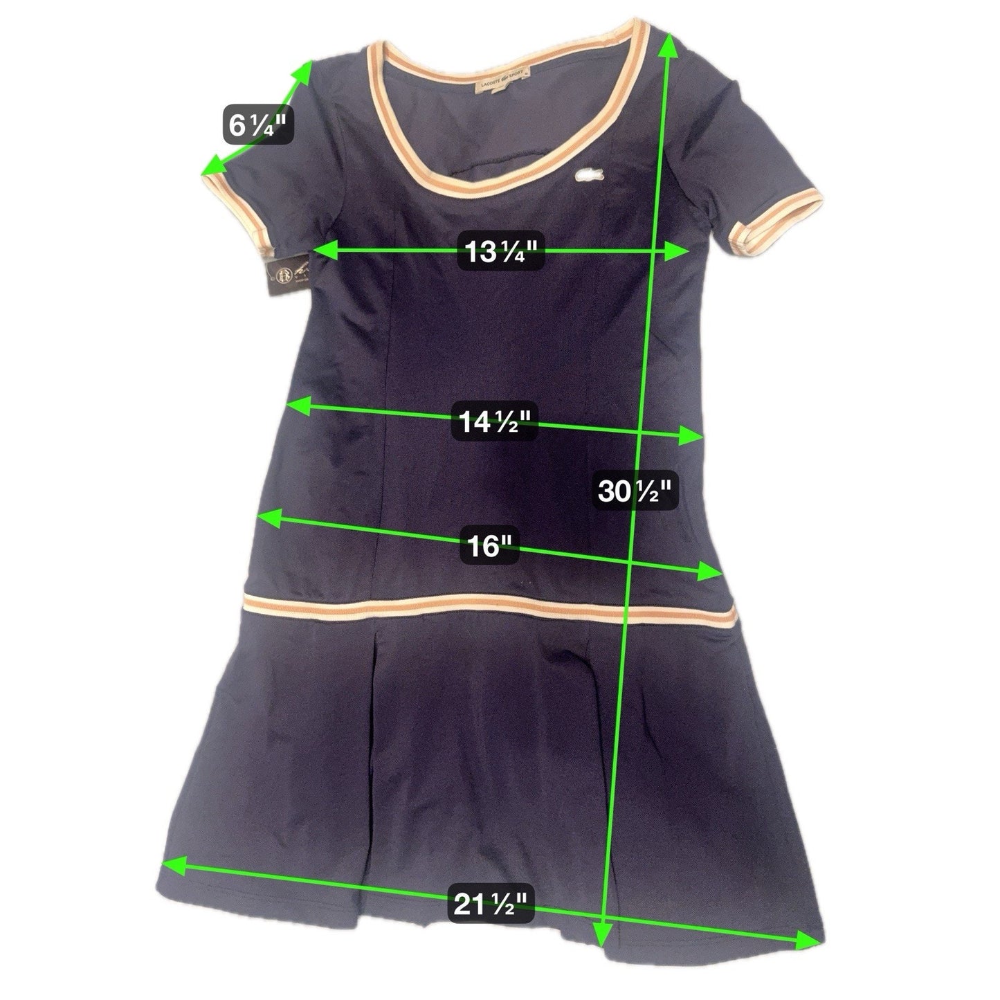 LACOSTE Womens Polo Dress Short Sleeve Black Size 36 Small With Logo