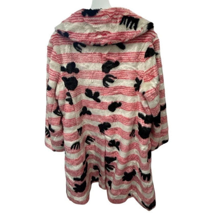 Shrimps Pink Faux Fur Statement Coat UK 10 US 6 Graphic Stripe