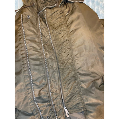 ALLSAINTS Olive Green Nylon Bomber Coat  With Multiple Zippers Size Small