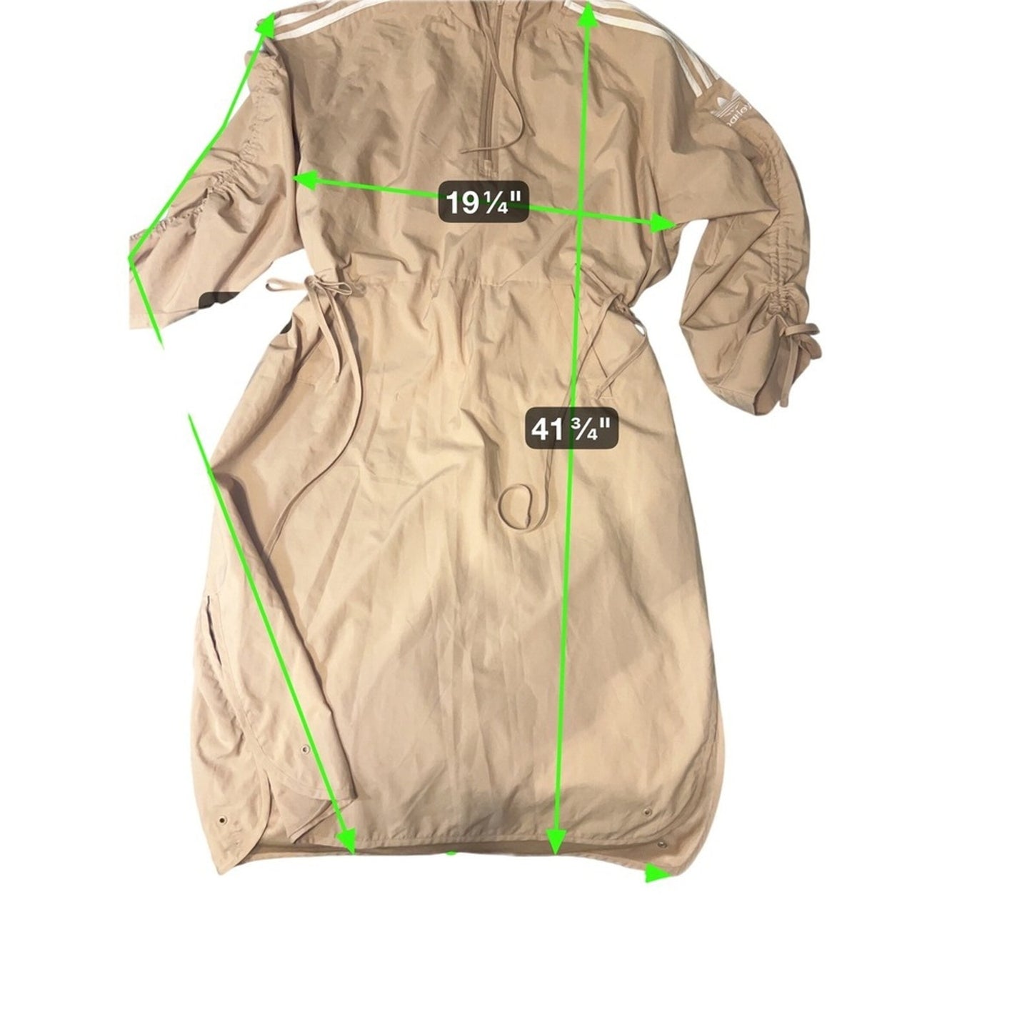 Adidas Parley Windbreaker Dress Beige Drawstring Hooded Athleisure Womens M