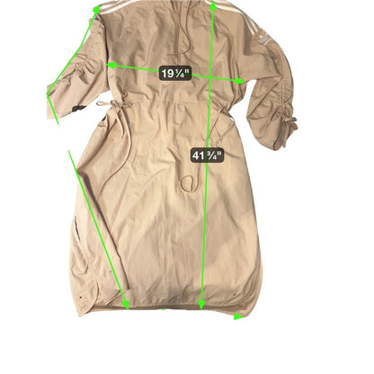 Adidas Parley Windbreaker Dress Beige Drawstring Hooded Athleisure Womens M